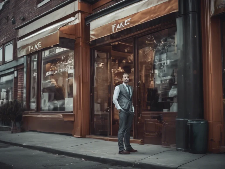 Stylish businessman standing outside a luxury store with no customers – Misaligned Business Support