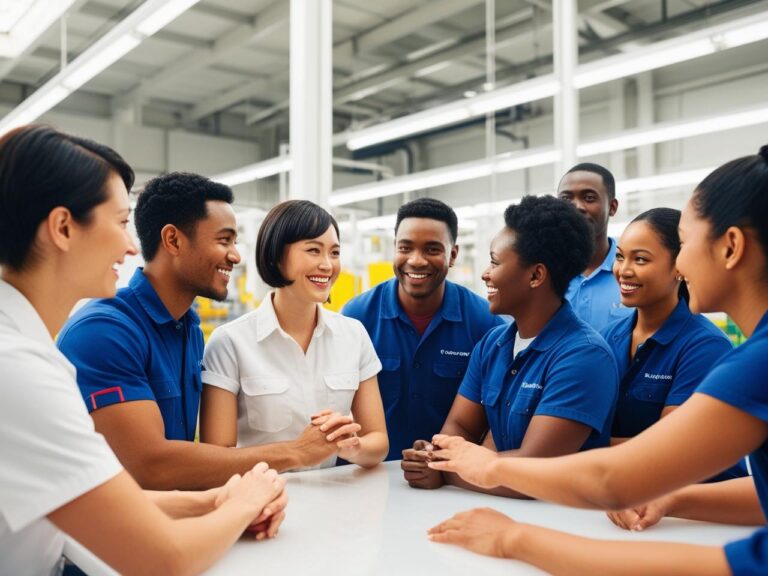 Factory owner discussing production with employees – Practical Business Support