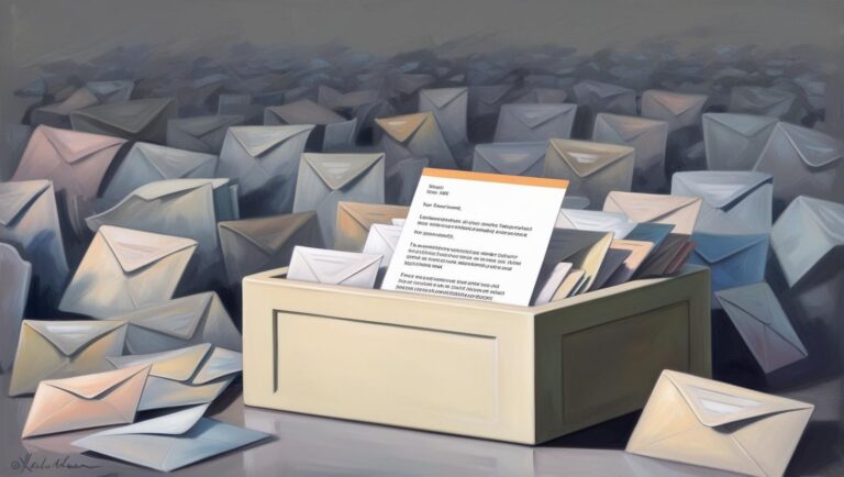 Inbox with unread spam emails fading into the background while one personalised, well-written email stands out — symbolic contrast.